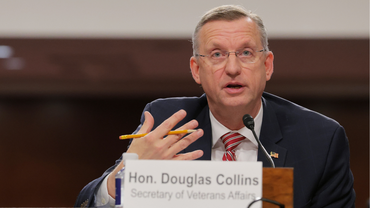 Veterans Affairs Secretary Doug Collins answers questions from lawmakers on Capitol Hill.