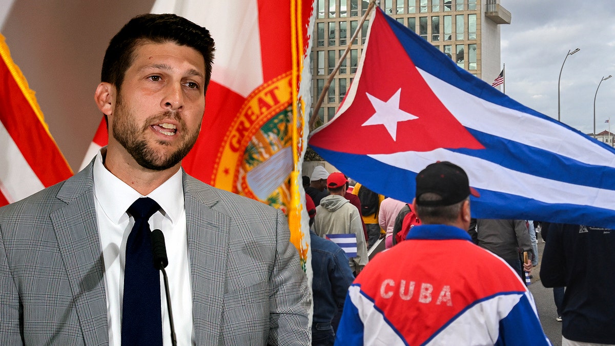 James Uthmeier and a Cuban flag