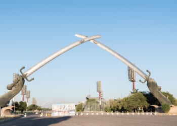 Iraq's famous crossed swords war monument.