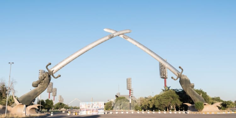 Iraq's famous crossed swords war monument.