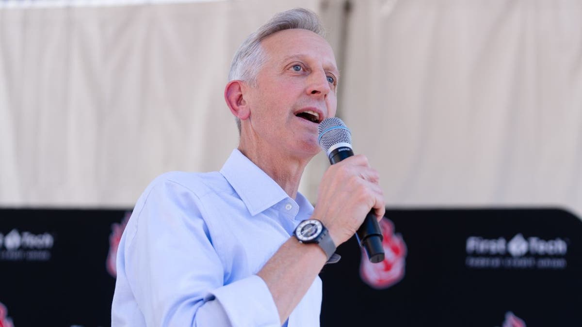 Portland Mayor Keith Wilson speaks during public event