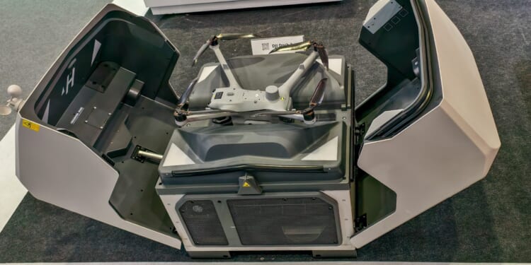 Kuala Lumpur, Malaysia-15th September 2025.The DJI Dock 2, an autonomous drone docking station designed for the DJI Matrice 3D 3TD series drones.