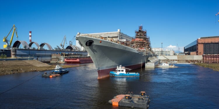 Russia's Admiral Nakhimov battlecruiser in port.