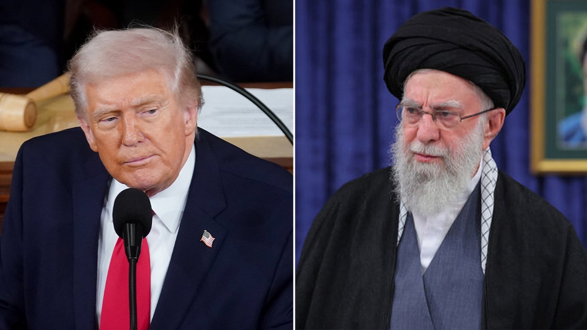 Donald Trump and Ali Khamenei in a split image