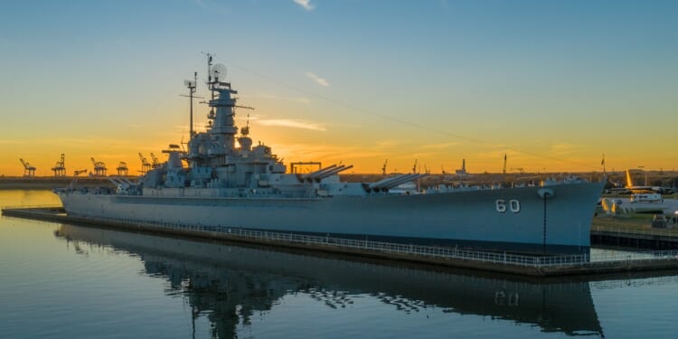 A battleship on display as a museum ship.