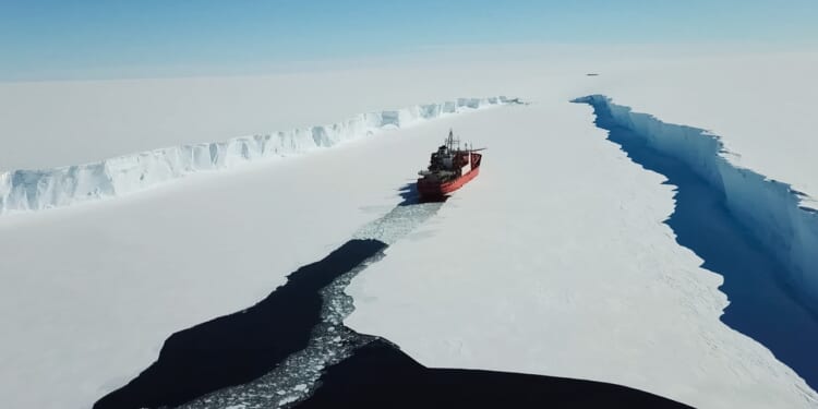 An icebreaker in the Arctic.