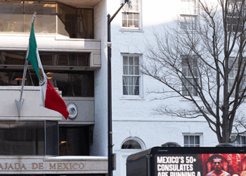 ‘The Invisible Coup’ Billboard Truck Rolls Up on Mexican Embassy to Expose Consulates Swaying U.S. Elections