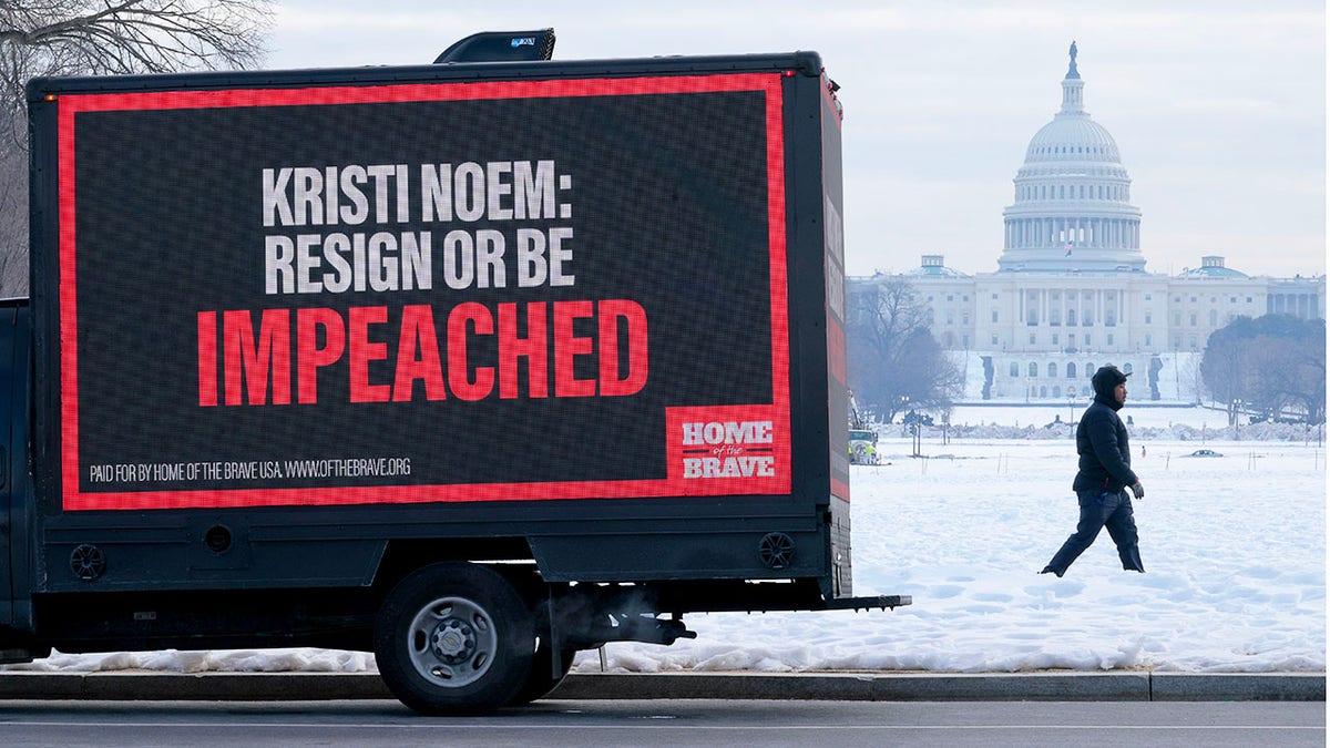 Paid advertisement demanding DHS Secretary Kristi Noem "resign or be impeached."
