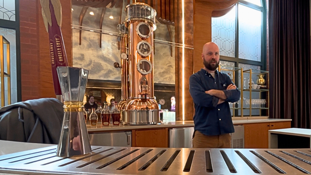 Master distiller Owen Martin leads a bourbon tasting at Angel’s Envy in Louisville, Kentucky, on March 3, 2026.