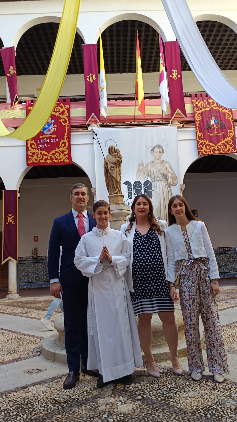 Fernando Bejarano Calvo with his parents and sister at the seminary. |Credit: Photo courtesy of the Bejarano Calvo family