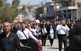 Mourners gather for the funeral of Father Pierre El-Rahi at St. George Church in the town of Qlayaa in southern Lebanon. | Credit: ACI MENA