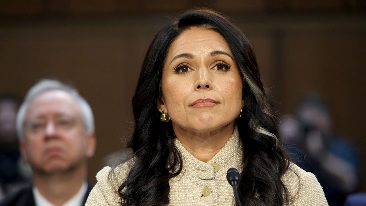 Tulsi Gabbard speaks while appearing before a Senate committee during a hearing on global security threats.
