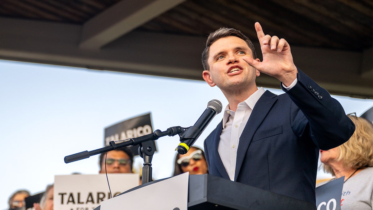 James Talarico speaks at a rally