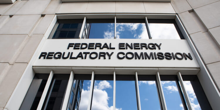 A view of the Federal Energy Regulatory Commission building in Washington, DC, March 2020.