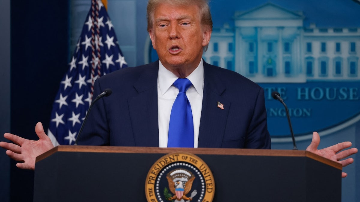 U.S. President Donald Trump speaks during a press conference in the James S. Brady Briefing Room at the White House, on June 27, 2025, in Washington D.C., following a U.S. Supreme Court ruling that limits the application of birthright citizenship. (Mehmet Eser / Middle East Images via AFP / Getty)