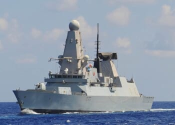 The HMS Dragon warship in the Mediterranean Sea.
