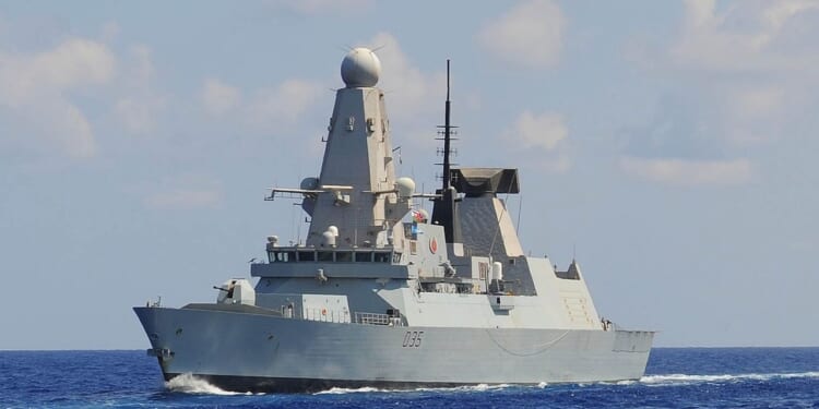 The HMS Dragon warship in the Mediterranean Sea.