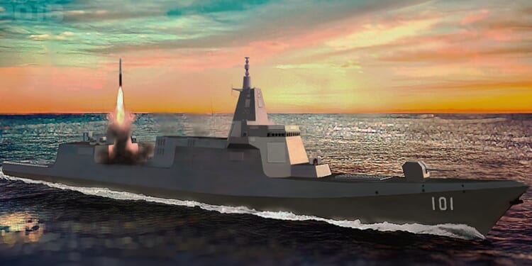An artist's conception of a Chinese Type 055 destroyer.