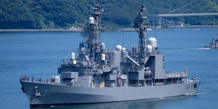 A Japanese Asagiri-class destroyer at sea.
