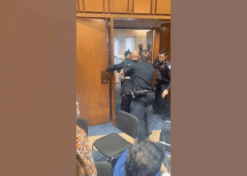 Sen. Sheehy tackling man with Capitol Police