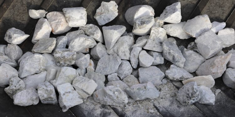 Chunks of spodumene ore, a primary lithium-bearing mineral.