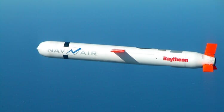 A Tomahawk test missile in flight.