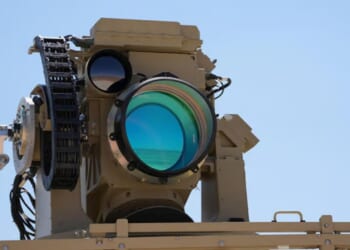 An Israeli laser weapon on display.
