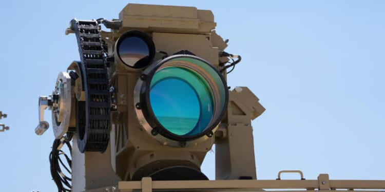 An Israeli laser weapon on display.