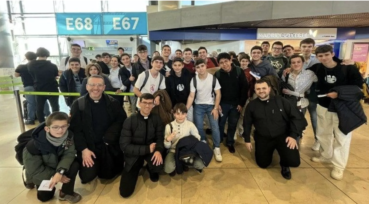 The 46 minor seminarians from Toledo, Spain, make their way to Rome with their formators. | Credit: St. Thomas Villanova Minor Seminary in Toledo