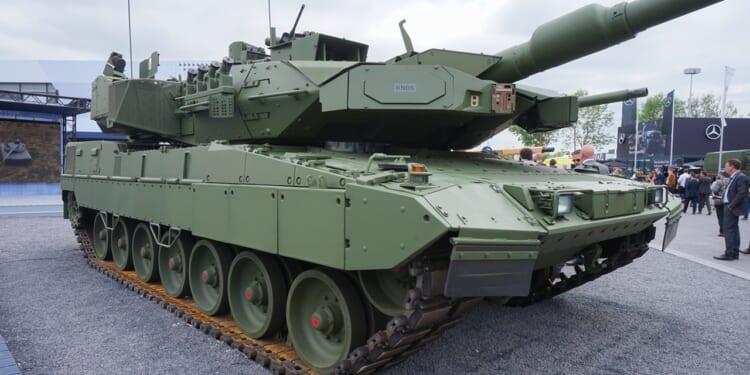 A German Leopard 2A8 tank on display.