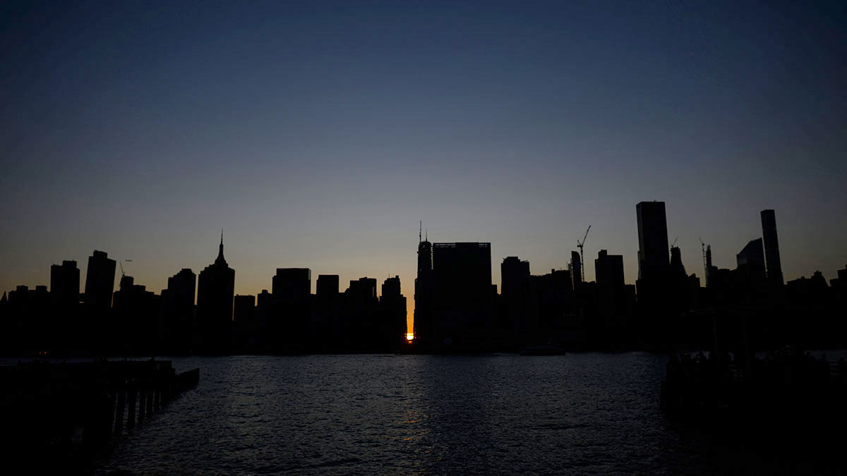 New York City skyline during a power outage in 2019