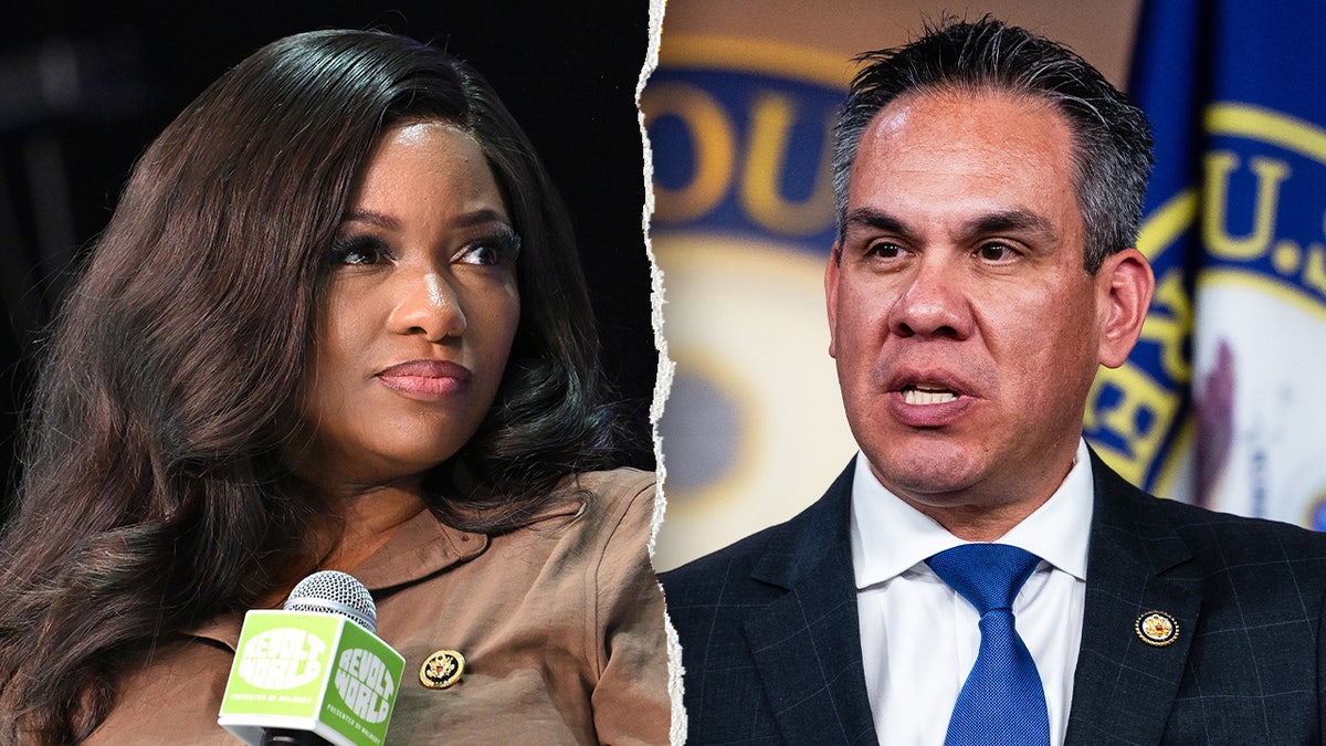 Split image of Jasmine Crockett and Pete Aguilar