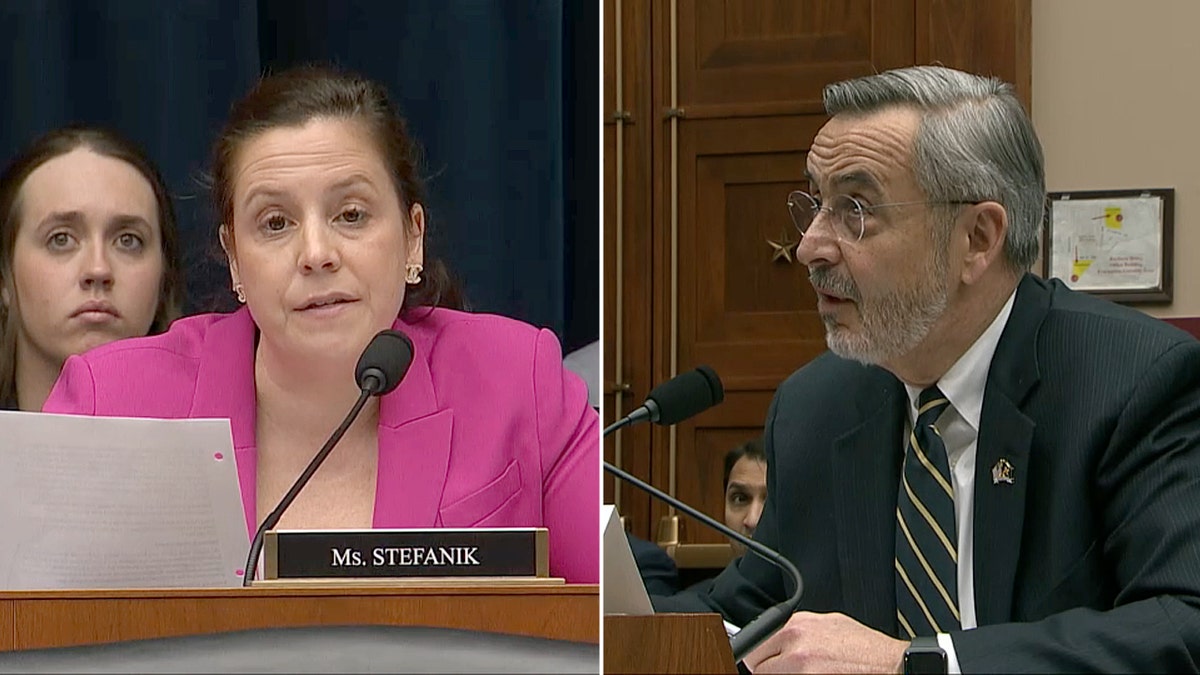 Split of Rep. Elise Stefanik and interim University of Michigan president Domenico Grasso