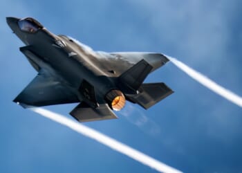 An Italian Air Force F-35 in flight.