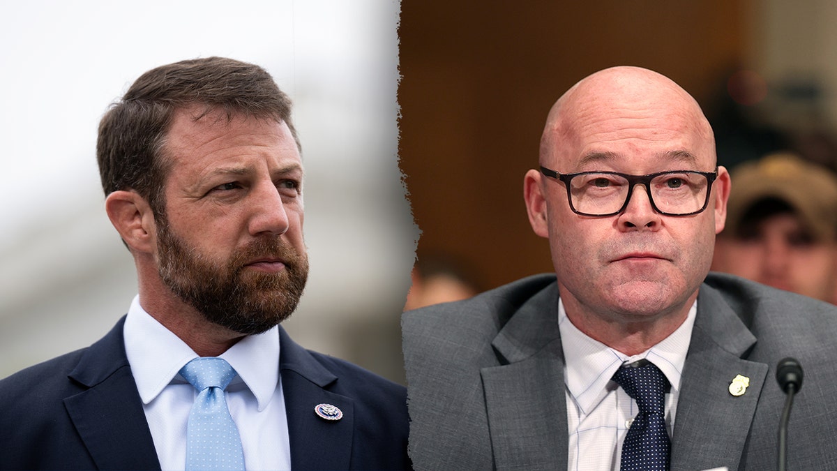 Sen. Markwayne Mullin and Teamsters President Sean O’Brien during a tense Senate hearing in 2023.