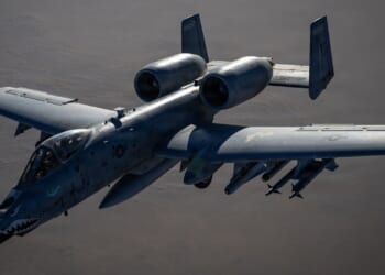 An A-10 Warthog attack aircraft in flight.