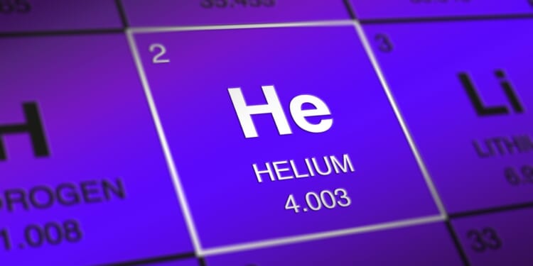 Helium in a periodic table.