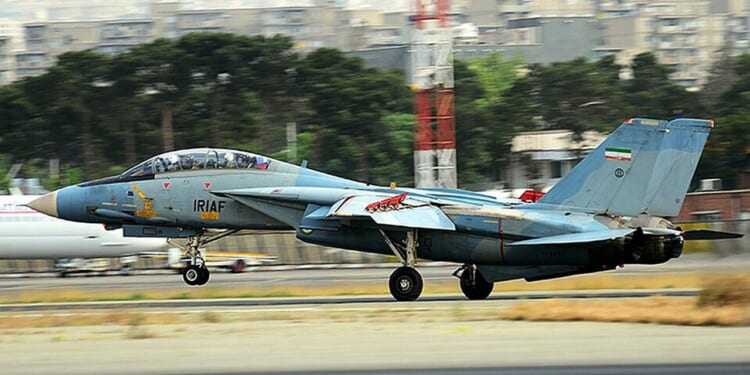 An Iranian F-14 Tomcat in flight.