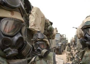 U.S. Marines Conducting Drills for Chemical Hazards en Route to Mideast