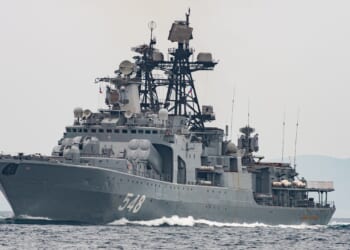 A Russian Udaloy-class destroyer at sea.