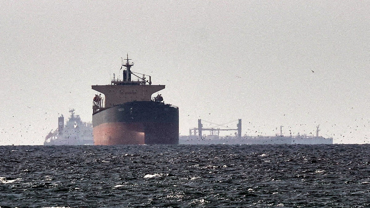 Cargo ships in the Gulf, near the Strait of Hormuz,