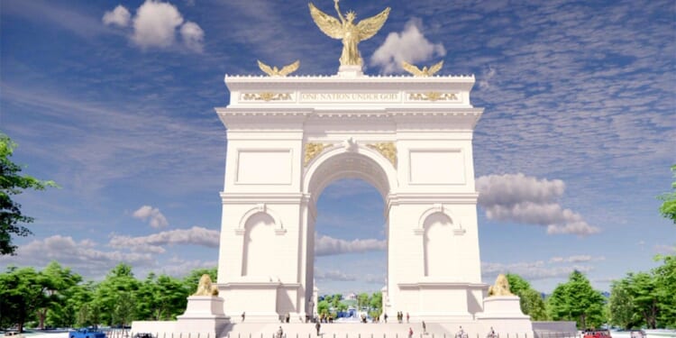 Trump's 'Triumphal Arch' designs show golden Lady Liberty atop monument
