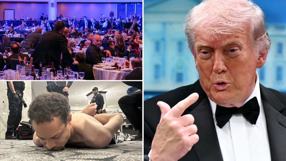 Trump reacts to a shooting in the White House briefing room.