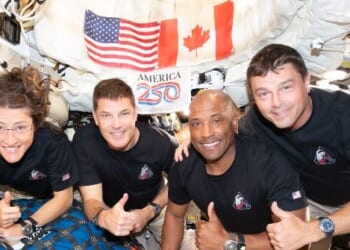 Artemis II Crew Completes First 'Ship to Ship' Call from Moon to International Space Station