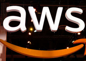 An Amazon Web Services (AWS) sign in Las Vegas, Nevada, December 3, 2019.