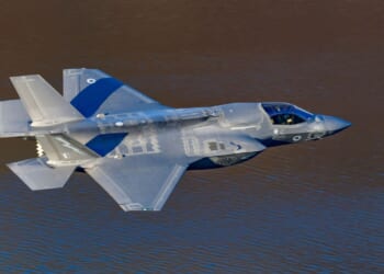 An F-35 Lightning II fighter in flight.