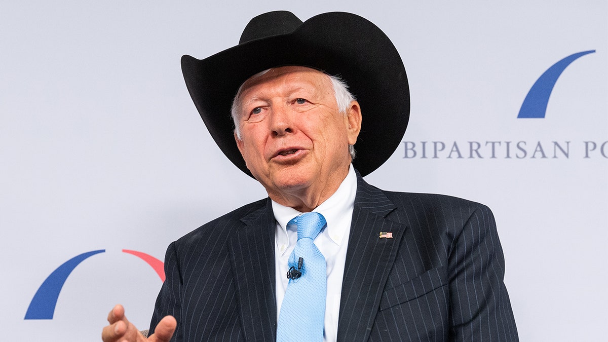 Foster Friess speaking at the Bipartisan Policy Center in 2018, the same year he ran for governor of Wyoming.