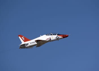A Marine Corps T-45 Goshawk in flight.