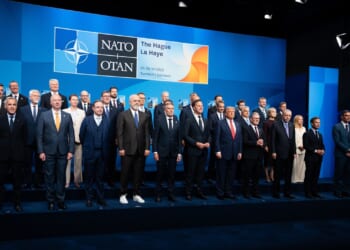 A "family photo" of the leaders of NATO nations.