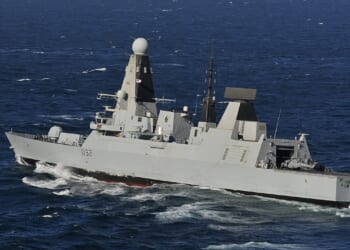 The HMS Daring sailing in the Persian Gulf.